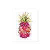 tropical pink watercolor flowers shaped to form a pineapple with a green pineapple top printed on matte white paper