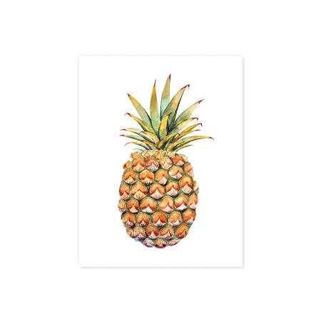 watercolor pineapple printed on matte white paper